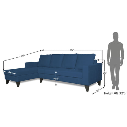 Adorn India Hallton L Shape 5 Seater Sofa Set Plain (Left Hand Side) (Blue)