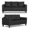 Adorn India Straight line Plus Leatherette 3+2+1 6 Seater Sofa Set (Black) (3 Year Warranty)