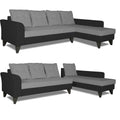 Adorn India Maddox Plain Two Tone L Shape 6 Seater Sofa Set RHS (Grey & Black) (3 Year Warranty)