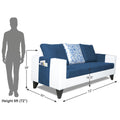 Adorn India Ashley Digitel Print Leatherette Fabric 3 Seater Sofa (Blue & White) (3 Year Warranty)