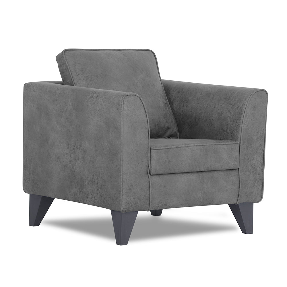 Adorn India Enzo Decent Premium Leatherette Suede 1 Seater Sofa (Grey)