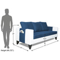 Adorn India Ashley Plain Leatherette Fabric 3 Seater Sofa (Blue & White) (3 Year Warranty)