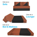 Adorn India Easy Desmond 2 Seater Sofa Cum Bed 4 x 6 (Rust & Black) (1 Year Warranty)
