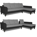 Adorn India Maddox Plain Two Tone L Shape 6 Seater Sofa Set RHS (Grey & Black) (3 Year Warranty)