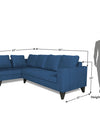 Adorn India Bryson L Shape 6 Seater Sofa Set Plain (Left Hand Side) (Blue)