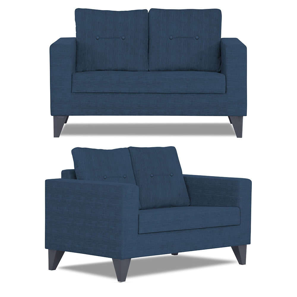 Adorn India Hallton Tufted 3-2 Five Seater Sofa Set (Blue)