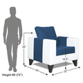 Adorn India Ashley Plain Leatherette Fabric 1 Seater Sofa (Blue & White) (3 Year Warranty)