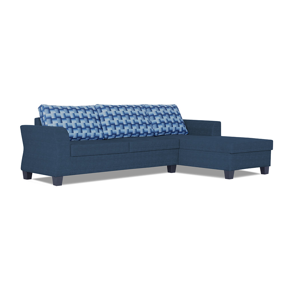 Adorn India Alexia Plus Bricks L Shape 6 Seater Sofa Set (Right Hand Side) (Blue)