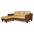 Adorn India Maddox Tufted L Shape 4 Seater Sofa Set LHS (Brown & Beige) (3 Year Warranty)