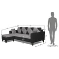 Adorn India Denver L Shape 5 Seater Sofa Set LHS (Grey & Black) (3 Year Warranty)