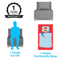 Adorn India Easy Alyn Plus Decent 1 Seater Sofa Cum Bed (2.5x6) (Grey) (1 Year Warranty)