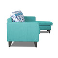 Adorn India Wood Hallton L Shape 4 Seater Sofa Set Digital Print (Aqua Blue) (3 Year Warranty)