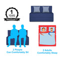 Adorn India Easy Alyn Plus Stripes 2 Seater Foam Sofa Cum Bed (4X6) (Blue) (1 Year Warranty)