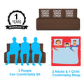 Adorn India Easy 3 Seater Sofa Cum Bed (Rhombus Pattern) Chennile Fabric - Washable Cover - Including 3 Cushion - Size 5' x 6' Ft (Brown Color) Perfect for Home & Office for Guests