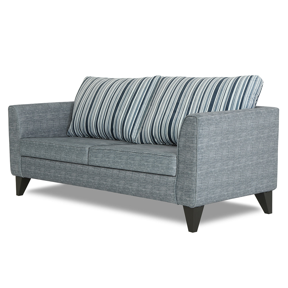 Adorn India Lawson Stripes 3 Seater Sofa (Grey)