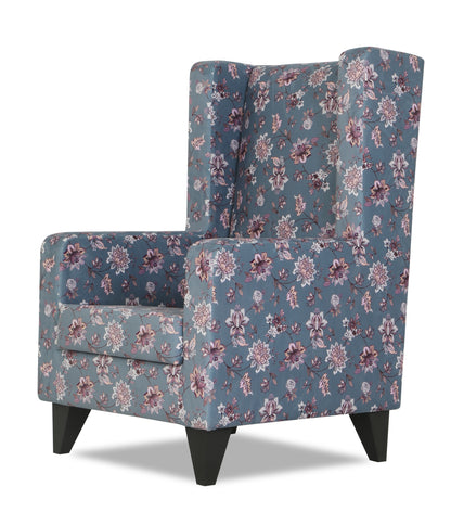 Adorn India Christopher 1 Seater Wing Chair Floral Print (Grey)
