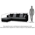 Zink Straight line L Shape 6 Seater Sofa Rhombus Cushion (Left Side Handle)(Grey & Black)