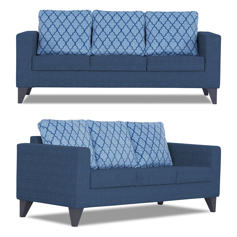 Adorn India Straight line Plus Blossom 3+1+1 5 Seater Sofa Set (Blue)