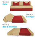 Adorn India Easy Boom 4 Seater Sofa Cum Bed 6 x 6 (Red Beige) (1 Year Warranty)