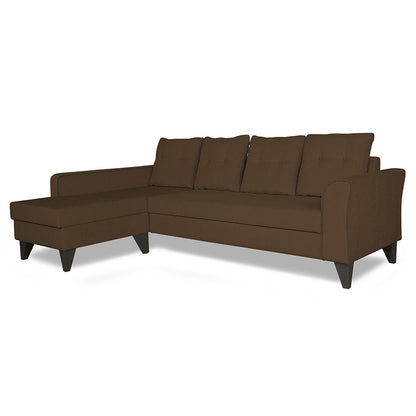 Adorn India Maddox Tufted L Shape 5 Seater Sofa Set (Left Hand Side) (Brown)