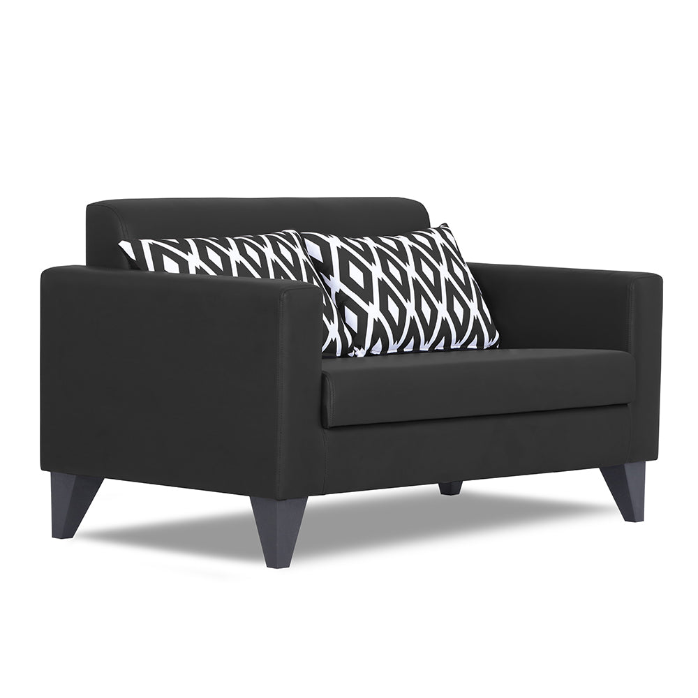 Adorn India Bladen Leatherette 2 Seater Sofa (Black)