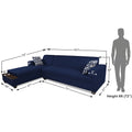 Adorn India Blazer L Shape 6 Seater Sofa Set (Left Side) (Blue)