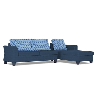 Adorn India Alexia Plus L Shape 5 Seater Sofa Set Blossom (Right Hand Side) (Blue)