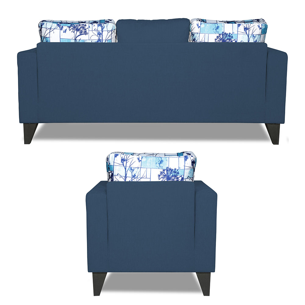 Adorn India Hallton Digitel Print Cushion 3-1-1 Five Seater Sofa Set (Blue)