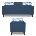 Adorn India Hallton Digitel Print Cushion 3-1-1 Five Seater Sofa Set (Blue) (3 Year Warranty)