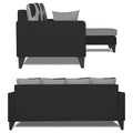 Adorn India Denver L Shape 5 Seater Sofa Set RHS (Grey & Black) (3 Year Warranty)