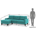 Adorn India Midas L Shape 6 Seater Sofa Set Left Hand Side (Aqua Blue) (3 Year Warranty)