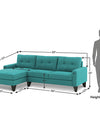 Adorn India Midas L Shape 6 Seater Sofa Set Left Hand Side (Aqua Blue)