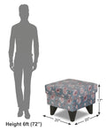 Adorn India Christopher 1 Seater Wing Chair Floral Print with Puffy (Grey)