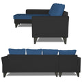 Adorn India Maddox Plain Two Tone L Shape 6 Seater Sofa Set LHS (Blue & Black) (3 Year Warranty)