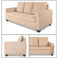 Adorn India Russell 3 Seater Sofa (Beige, Wood)