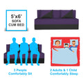 Adorn India Easy Desmond 3 Seater Sofa Cum Bed 5 x 6 (Purple & Black) (1 Year Warranty)