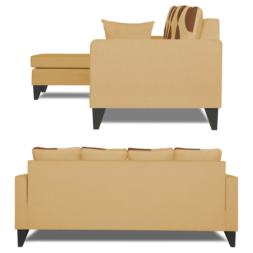 Adorn India Denver L Shape 5 Seater Sofa Set (Left Hand Side) (Beige)