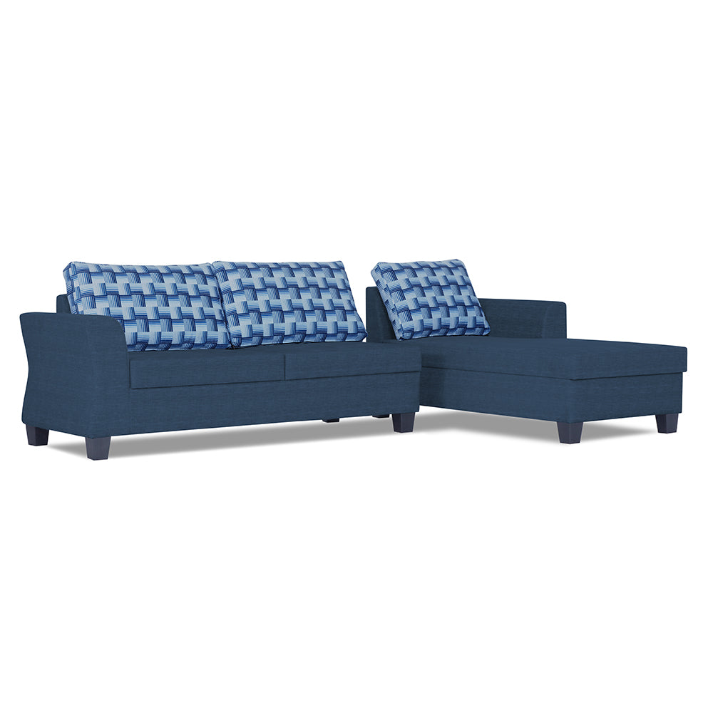 Adorn India Alexia Plus Bricks L Shape 6 Seater Sofa Set (Right Hand Side) (Blue)