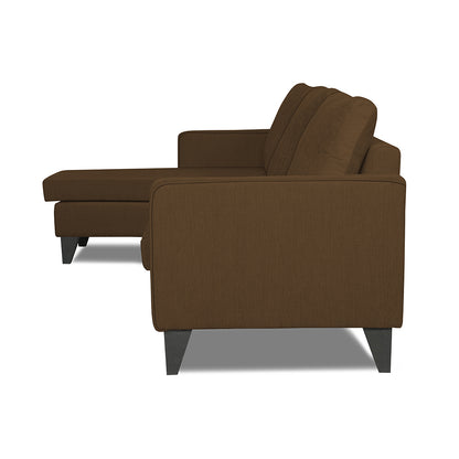 Adorn India Chandler L Shape 4 Seater Sofa Set Plain (Left Hand Side) (Brown)