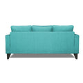 Adorn India Wood Hallton L Shape 4 Seater Sofa Set Digital Print (Aqua Blue) (3 Year Warranty)