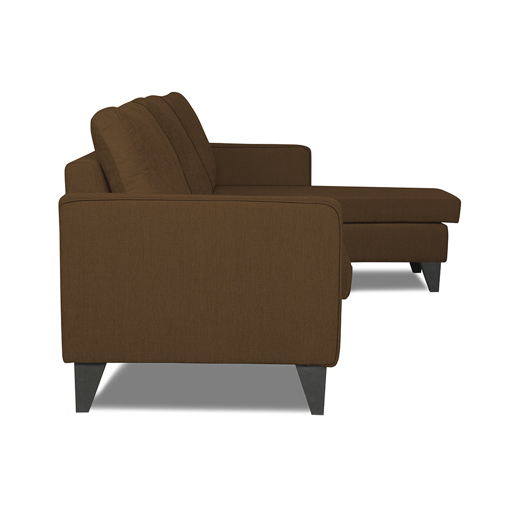 Adorn India Chandler L Shape 4 Seater Sofa Set Plain (Right Hand Side) (Brown)