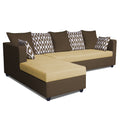 Zink Straight line L Shape 6 Seater Sofa Rhombus Cushion (Left Side Handle)(Brown & Beige)