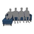 Adorn India Chandler Stripes L Shape 5 Seater Sofa Set LHS (Blue) (3 Year Warranty)