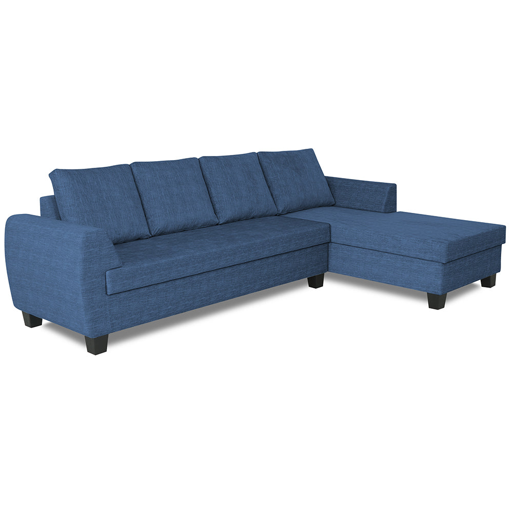 Adorn India Raiden Decent Premium L Shape 6 Seater Sofa Set with Center Table (Right Hand Side) (Blue)