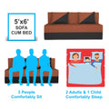Adorn India Easy Desmond 3 Seater Sofa Cum Bed 5 x 6 (Rust & Black) (1 Year Warranty)