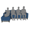 Adorn India Hallton L Shape Decent Sofa Set 7 Seater with Ottoman (Left Side) (Blue) (3 Year Warranty)