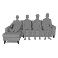 Adorn India Maddox Plain L Shape 6 Seater Sofa Set LHS (Grey) (3 Year Warranty)