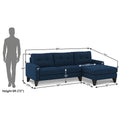 Adorn India Midas L Shape 6 Seater Sofa Set Right Hand Side (Blue) (3 Year Warranty)