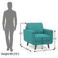 Adorn India Damian 1 Seater Sofa (Aqua Blue) (3 Year Warranty)