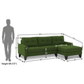 Adorn India Midas L Shape 6 Seater Sofa Set Right Hand Side (Green) (3 Year Warranty)